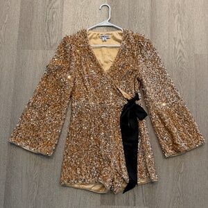 Crushed velvet sequin gold 70s Romper - Stunning! Sexy retro style SO COMFY!